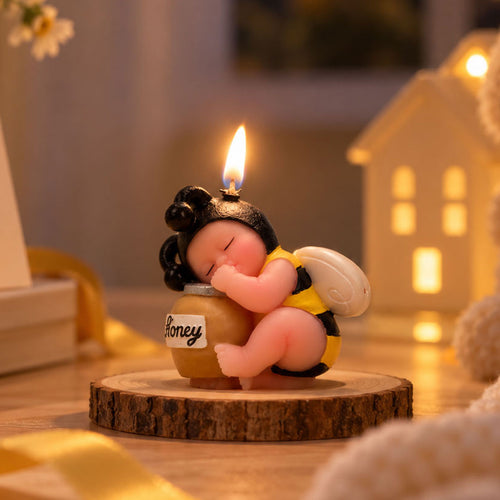 Baby Bee Cake Topper Candle – “What Will It Bee?” Baby Shower Decoration