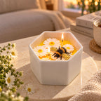 Honey Bee & Daisy Beeswax Candle – Honey Milk & Vanilla Scent