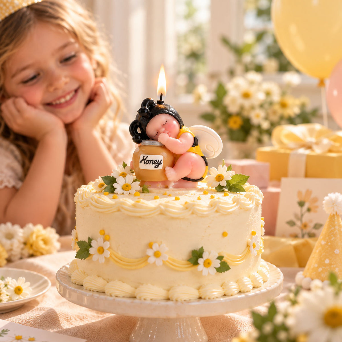 Baby Bee Cake Topper Candle – “What Will It Bee?” Baby Shower Decoration