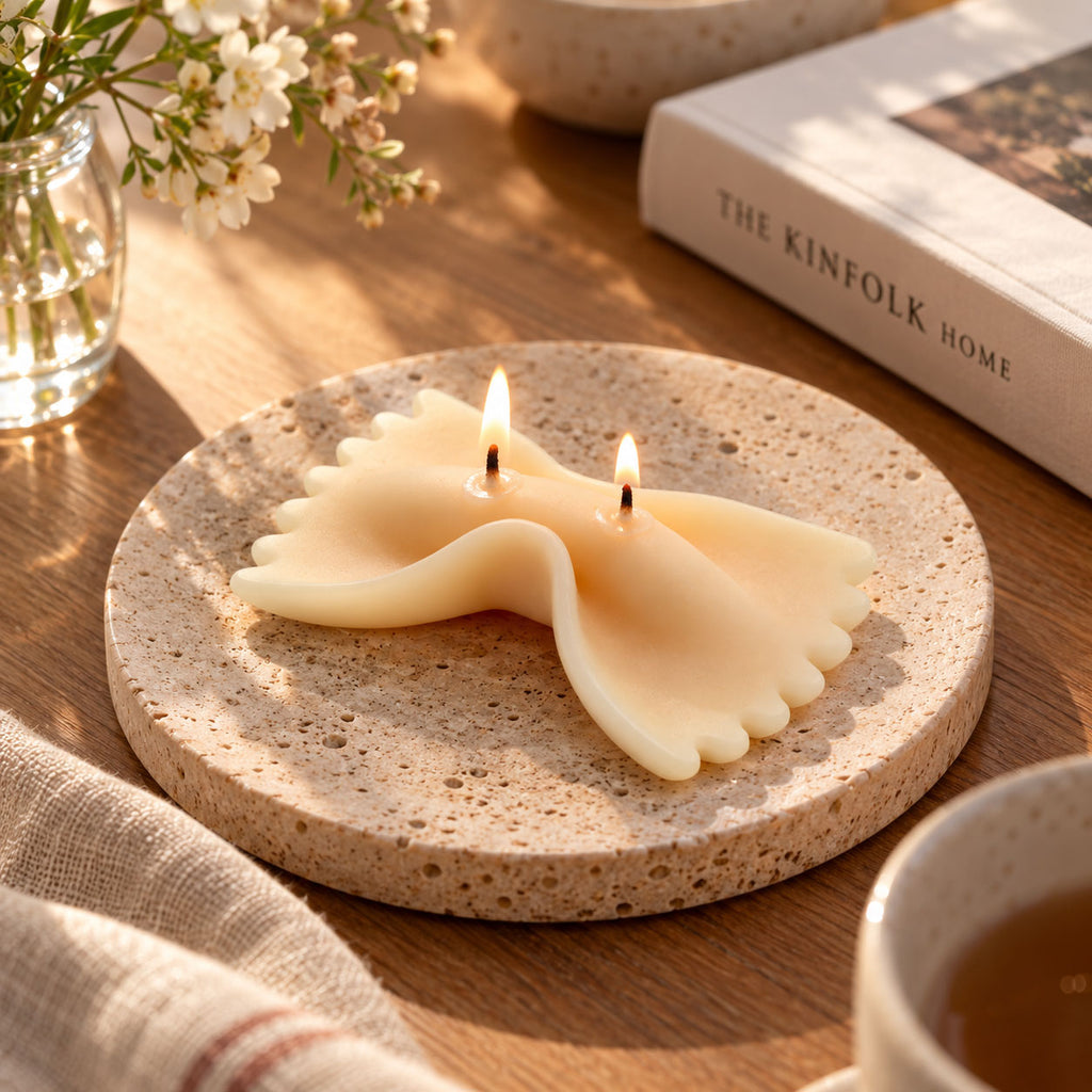 Farfalle Bow-Tie Pasta Candle – Vanilla-Scented Soy Wax Gift