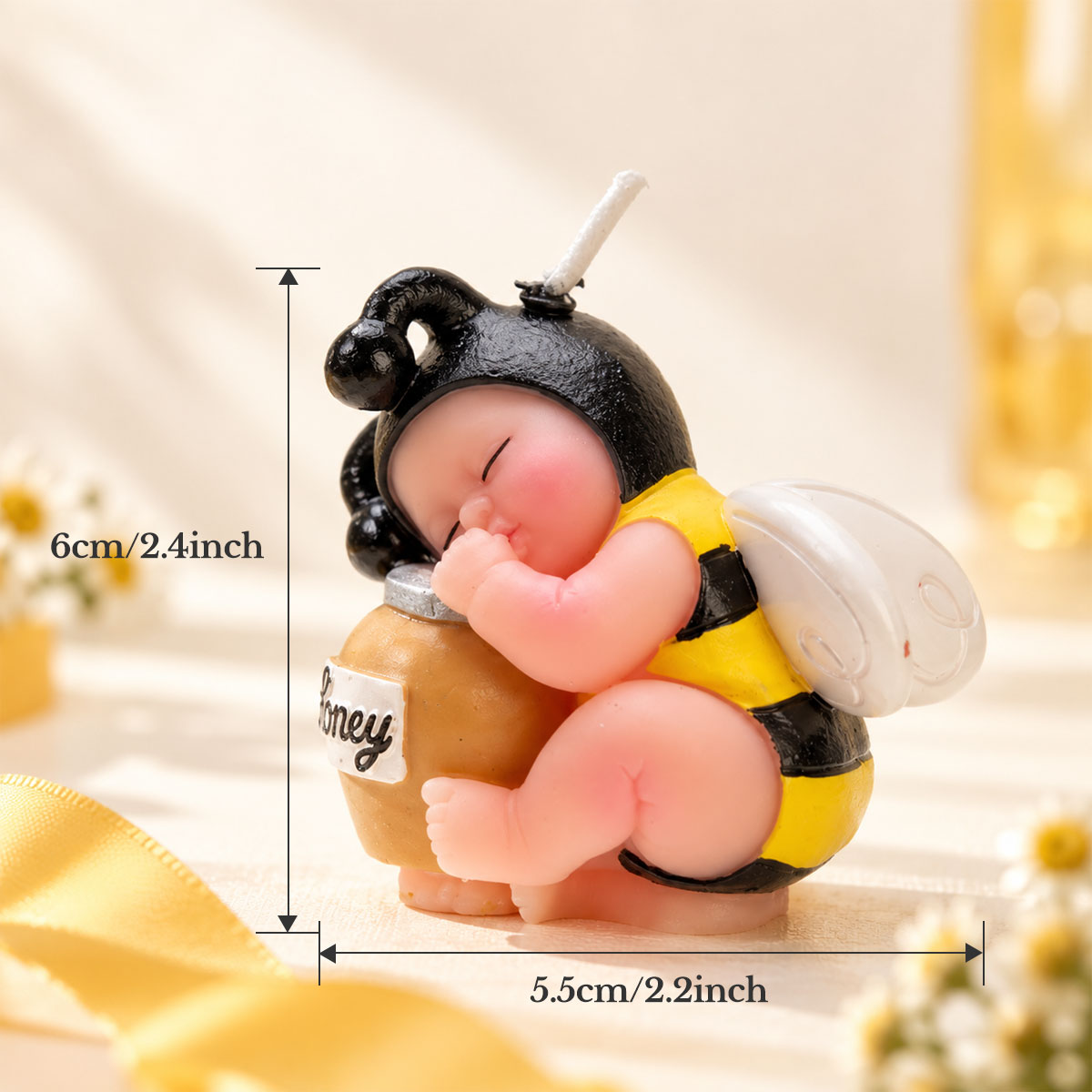Baby Bee Cake Topper Candle – “What Will It Bee?” Baby Shower Decoration