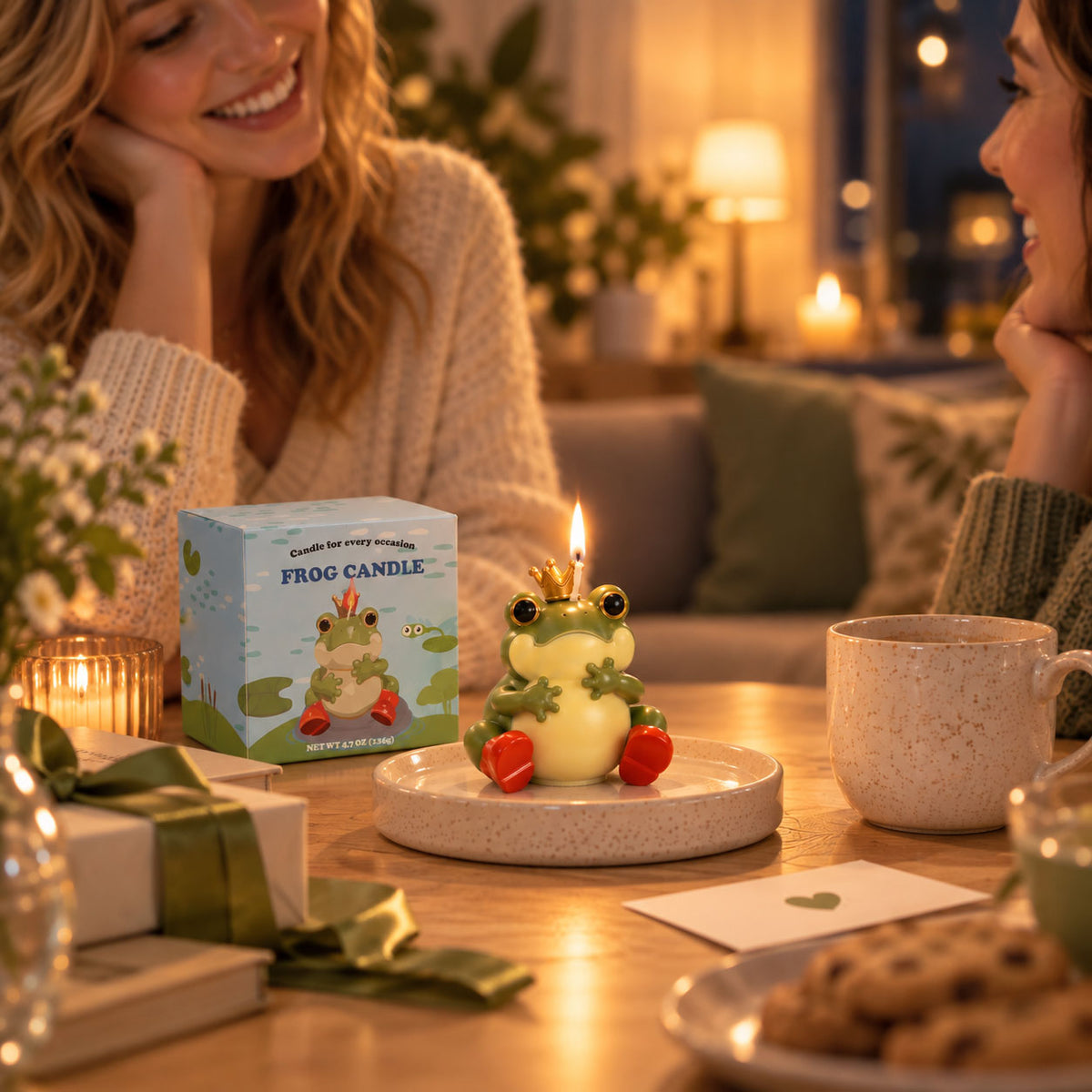 Cute Frog-Shaped Soy Candle – Forest Meadow Scent