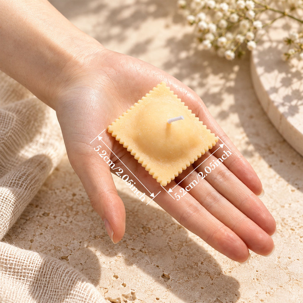 2-Pack Ravioli-Shaped Candles – Vanilla-Scented Soy Wax Gift for Pasta Lovers
