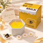 Honey Bee & Daisy Beeswax Candle – Honey Milk & Vanilla Scent