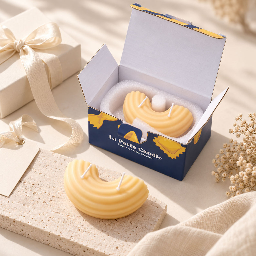 Macaroni-Shaped Candle – Vanilla-Scented Soy Wax with Double Wicks