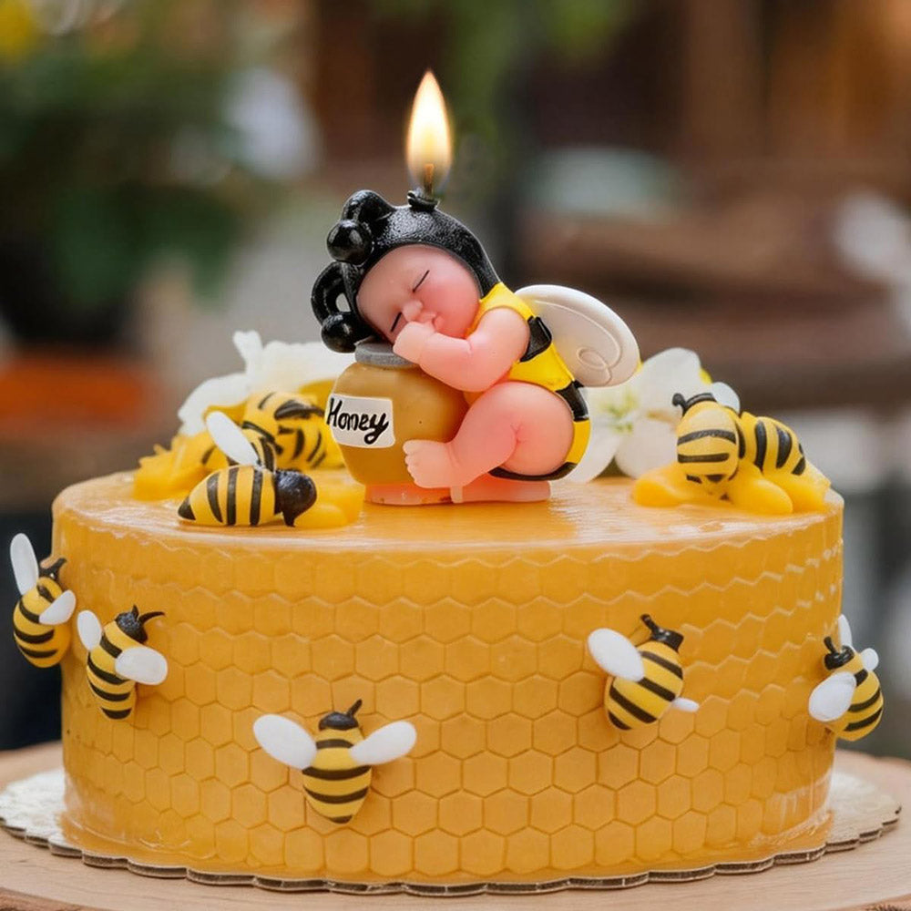 2.3 oz Bee Baby Shower Cake Topper Candle - Burn Clean & Smokeless