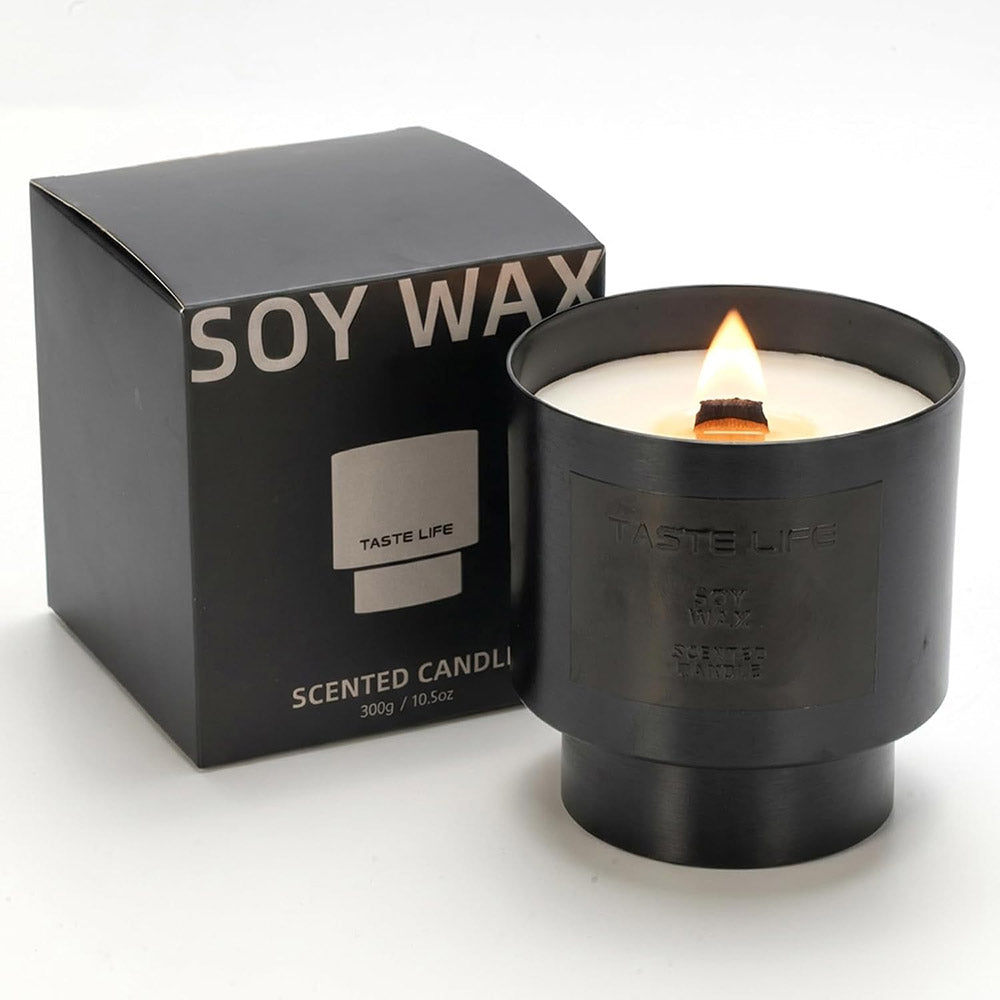 10.5 oz Teakwood & Tobacco Scented Candle - Crackling Wood Wick