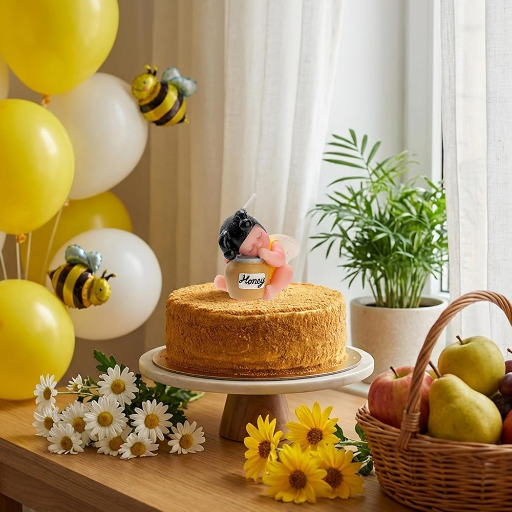 2.3 oz Bee Baby Shower Cake Topper Candle - Burn Clean & Smokeless