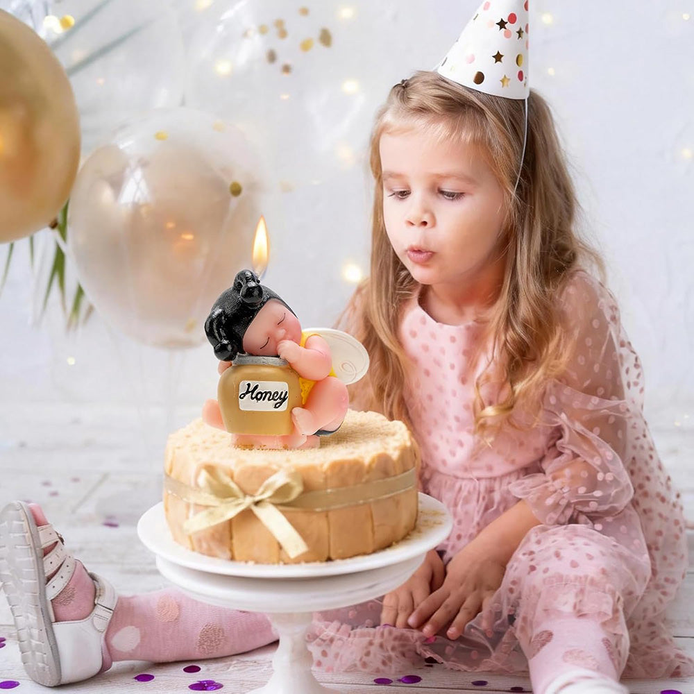 2.3 oz Bee Baby Shower Cake Topper Candle - Burn Clean & Smokeless