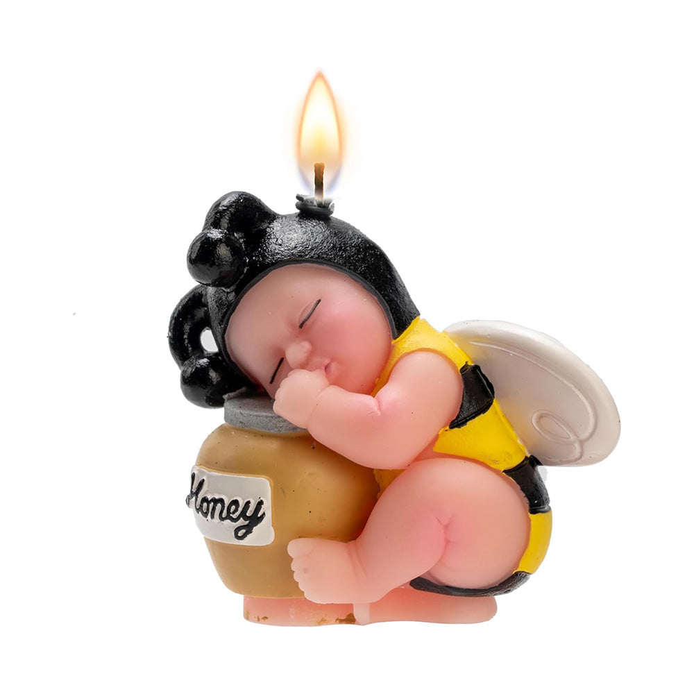 2.3 oz Bee Baby Shower Cake Topper Candle - Burn Clean & Smokeless