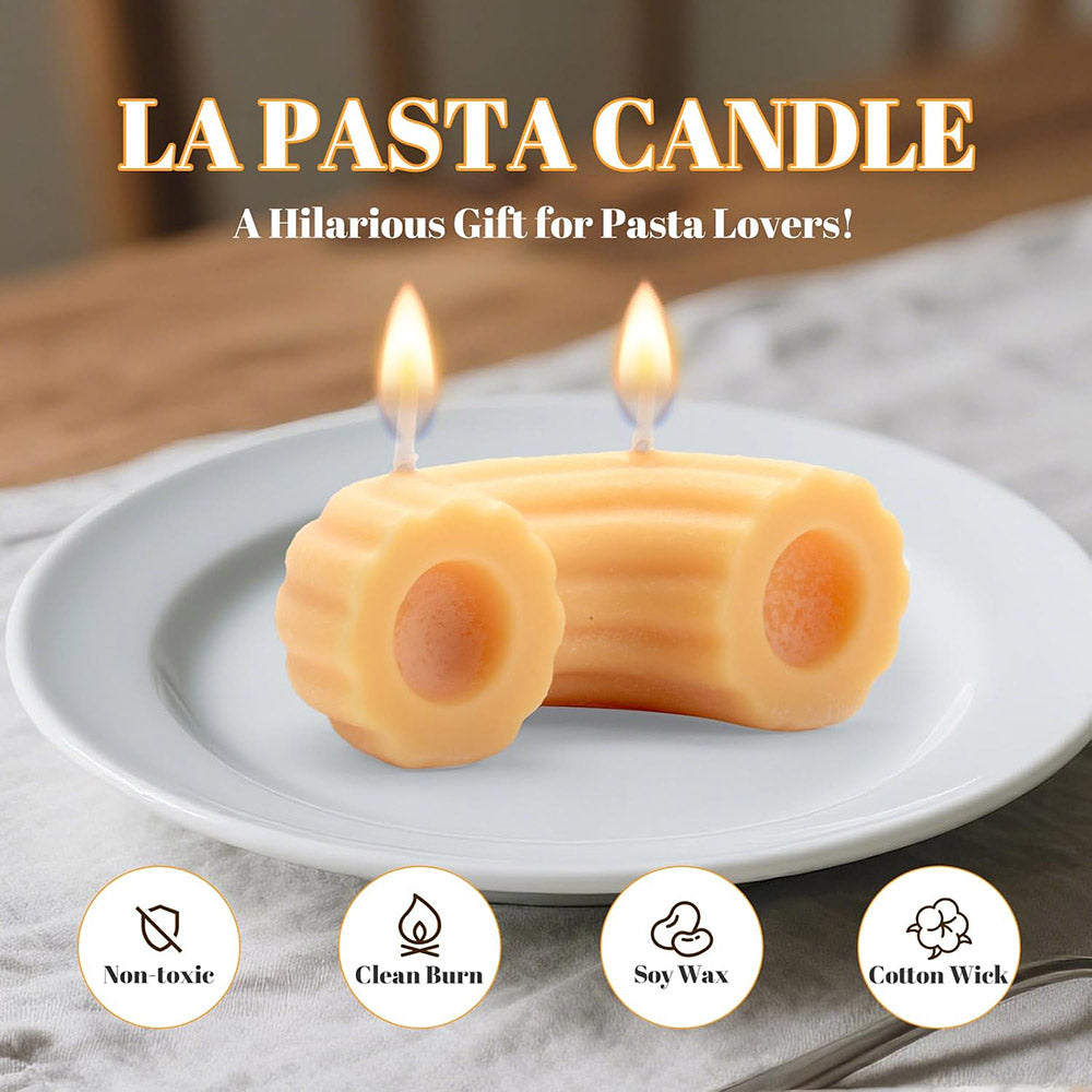 4.8 oz Vanilla Scented Macaroni Pasta Candle - Natural Soy Wax