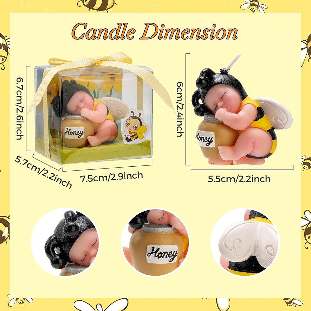 2.3 oz Bee Baby Shower Cake Topper Candle - Burn Clean & Smokeless
