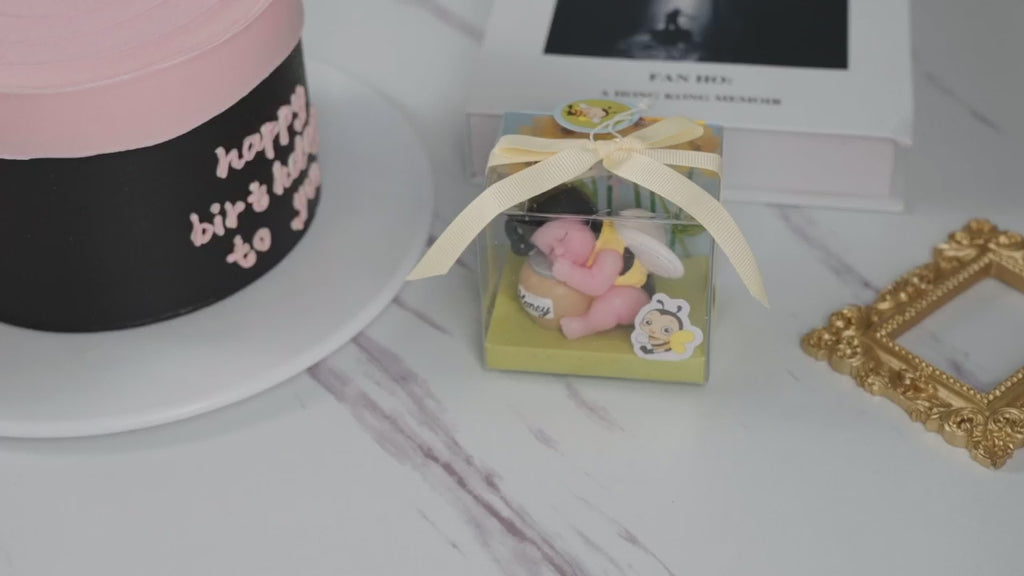 2.3 oz Bee Baby Shower Cake Topper Candle - Burn Clean & Smokeless